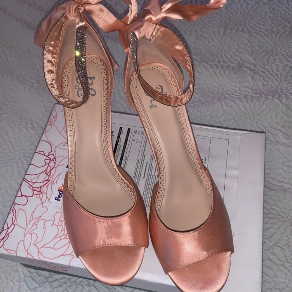 Pink satin heels